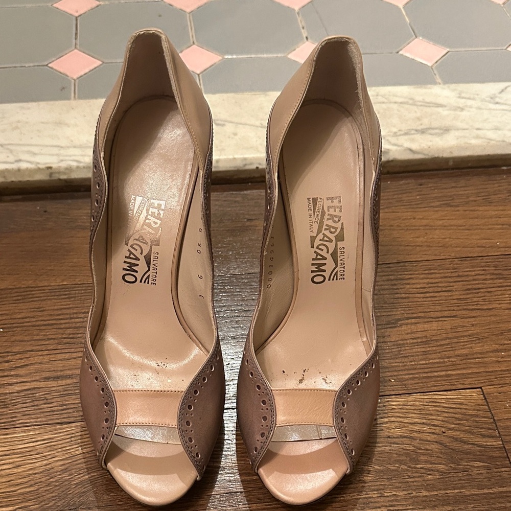 Salvatore Ferragamo Women's Peep Toe Heels - Brown